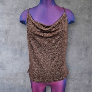 Vintage 90s Express‎ Tricot Bronze Metallic Cami Tank Top Size Large Women's T39